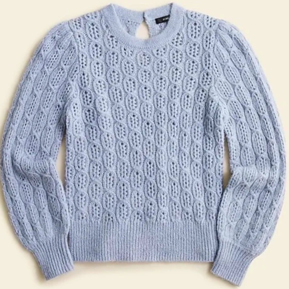 J Crew Balloon-sleeve cable-knit sweater Size XS